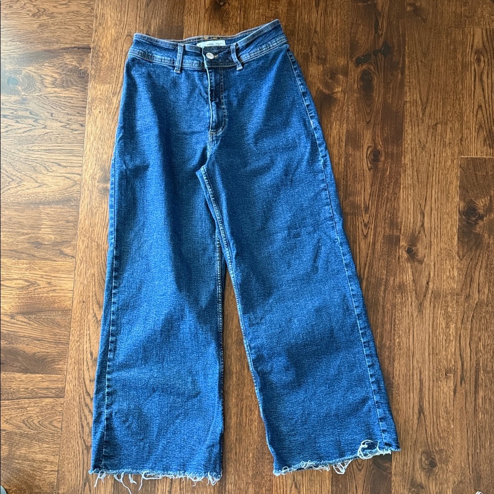 Mango Catherine frayed, high waist, wide leg jean